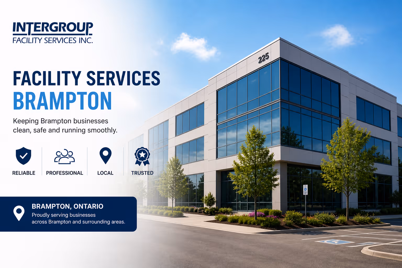 Office and facility cleaning services in Brampton, professional team disinfecting and maintaining clean commercial spaces